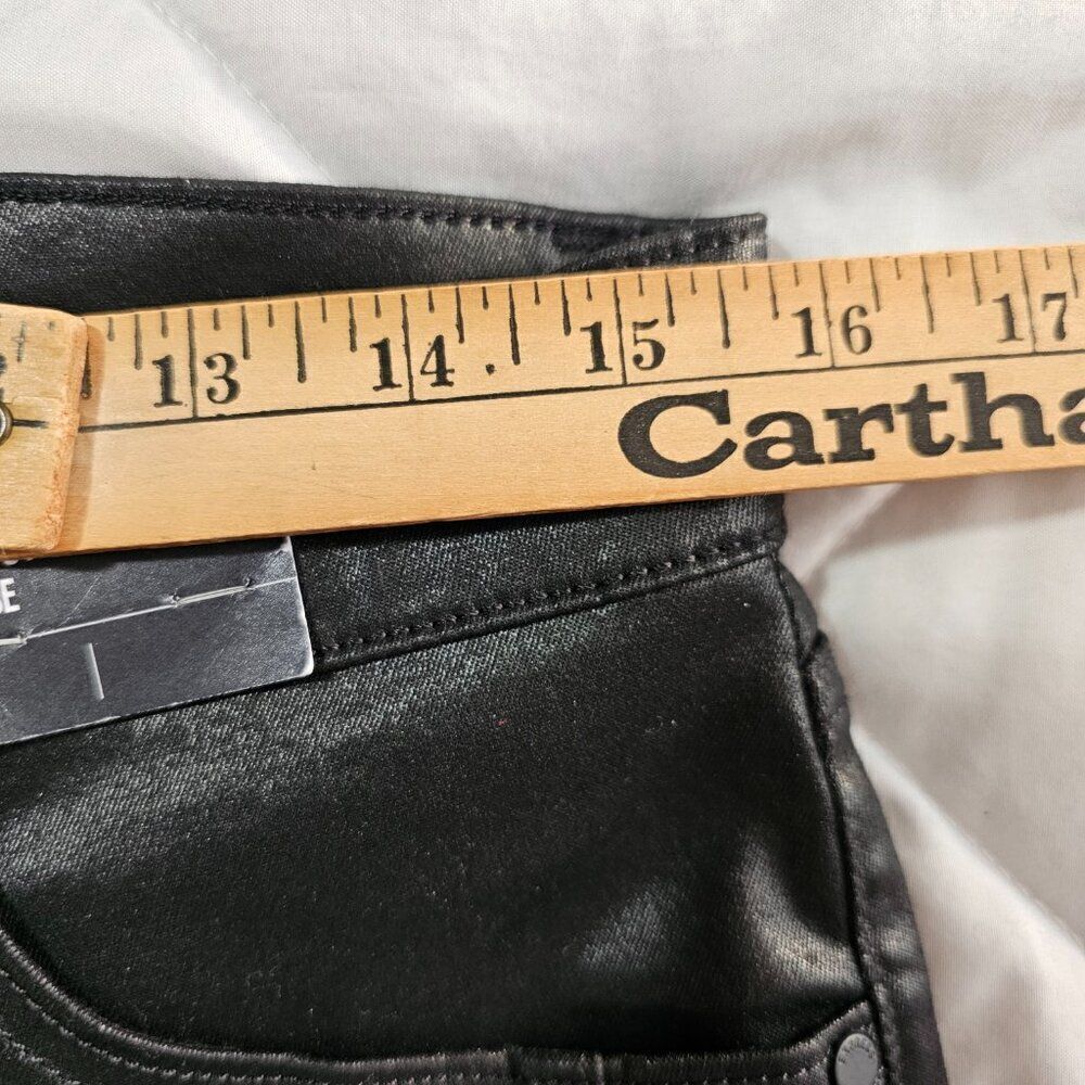 NWT EXPRESS BLACK MODERN STRAIGHT HIGH RISE LEATHER LOOK PANTS SIZE 12 SHORT - Picture 14 of 16